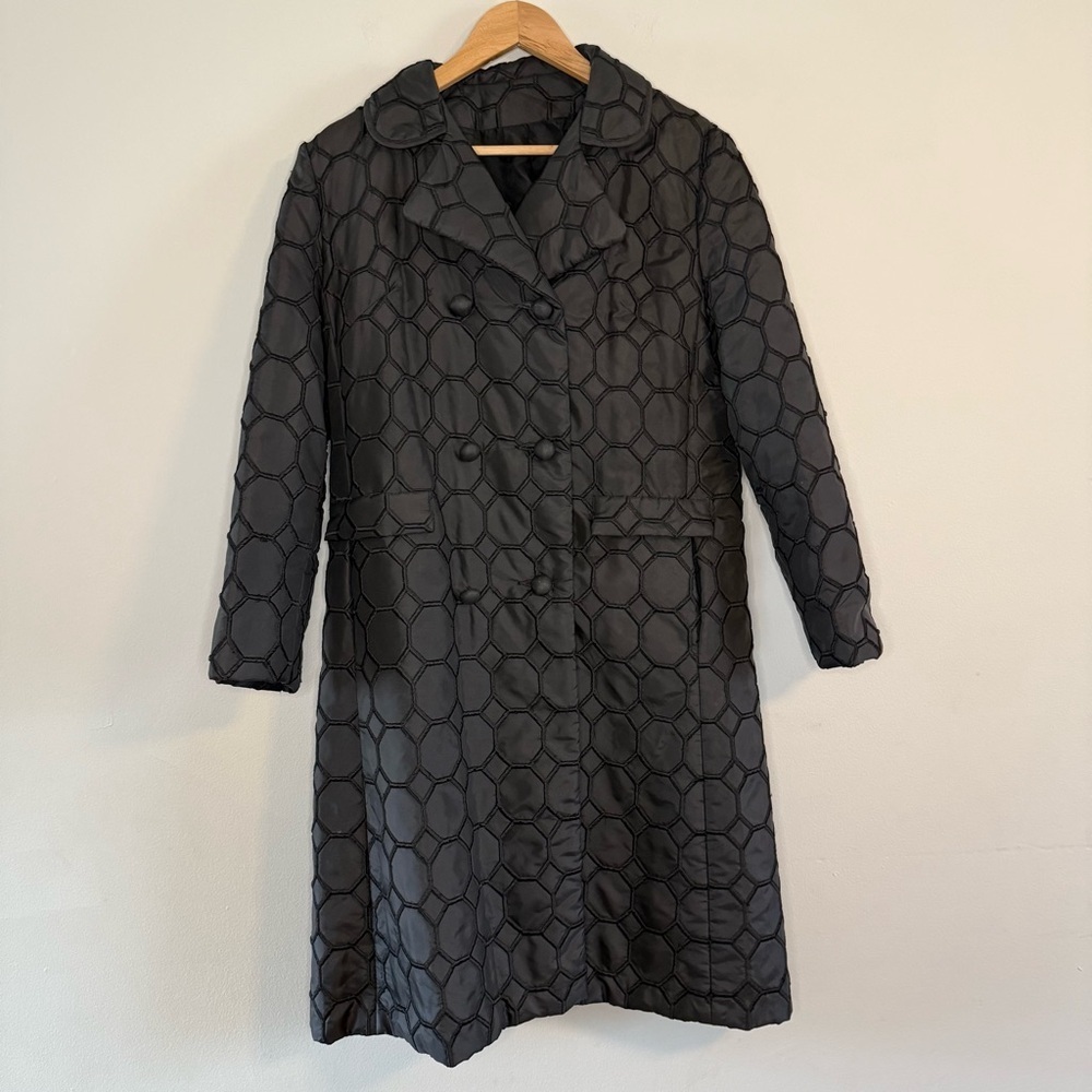 Vintage Lanson Embroidered, Cubic Design All-Weather 1960’s Mod Coat - Picture 2 of 13